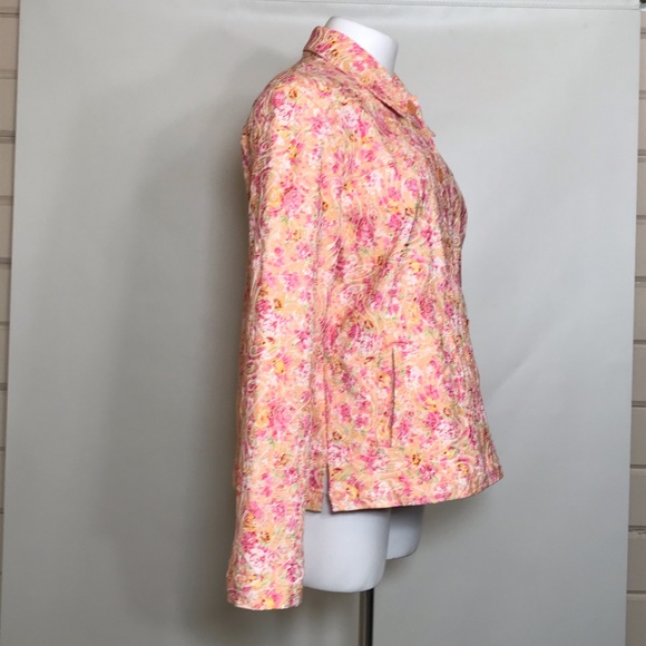REBECCA MALONE Multicolor Floral Watercolor Button Front Jacket - Picture 8 of 12